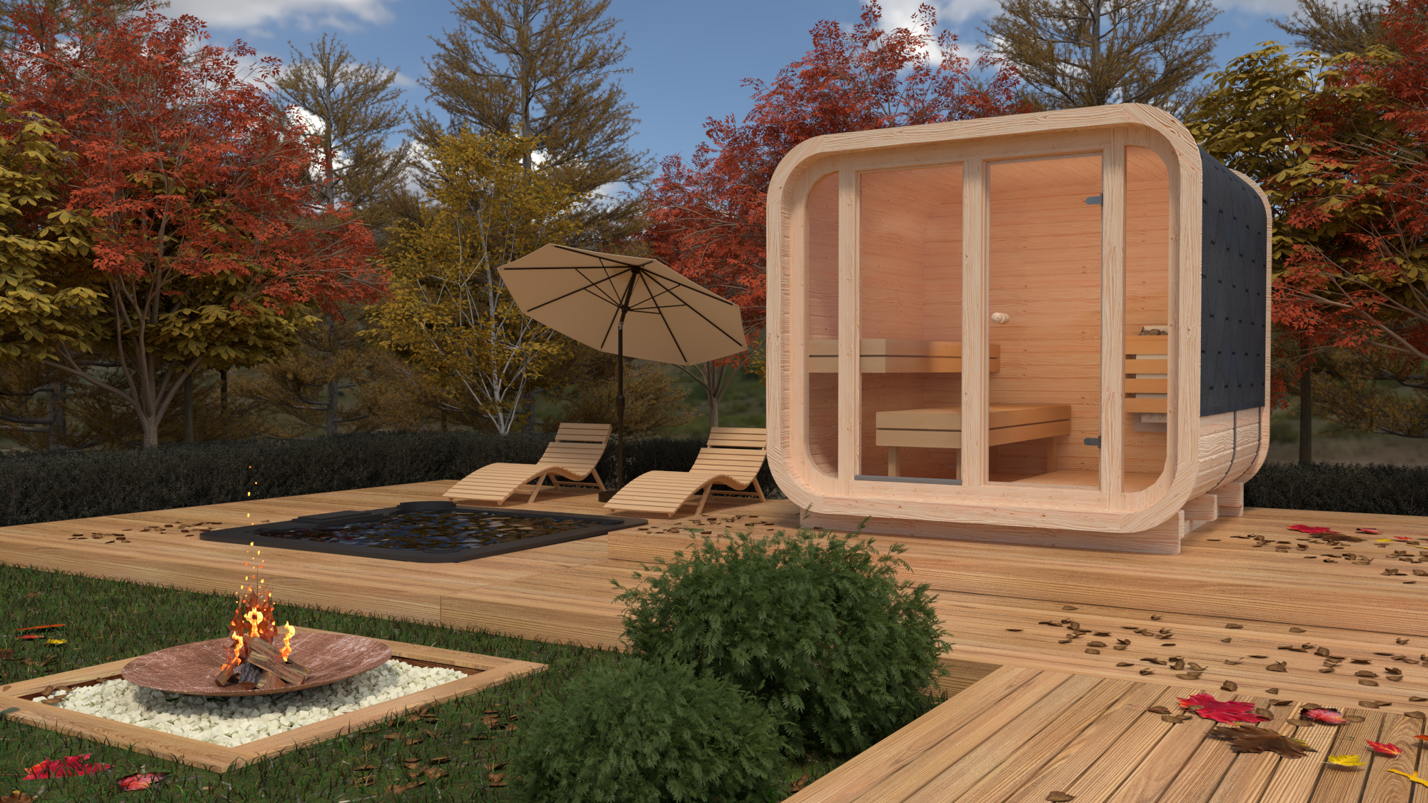 RecoSauna Sisu Square Sauna 2.3 x 2.3 m - Nordic Pine