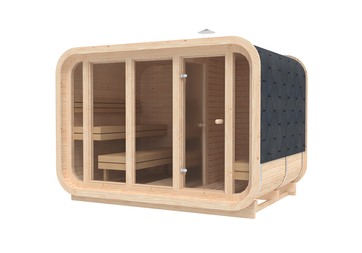 RecoSauna Comfort Square Sauna 3.0 x 2.3 m - Nordic Pine