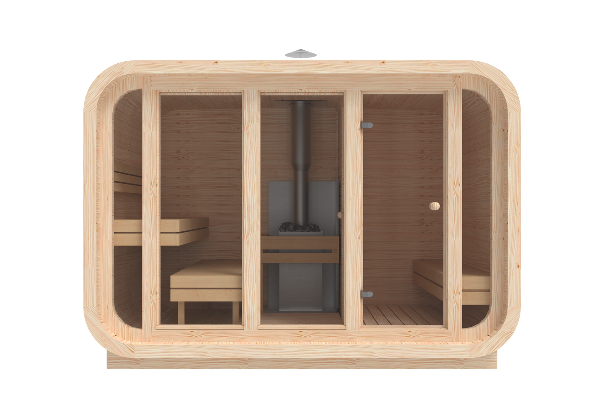 RecoSauna Comfort Square Sauna 3.0 x 2.3 m - Nordic Pine