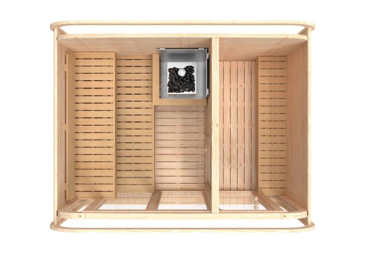 RecoSauna Comfort Square Sauna 3.0 x 2.3 m - Nordic Pine