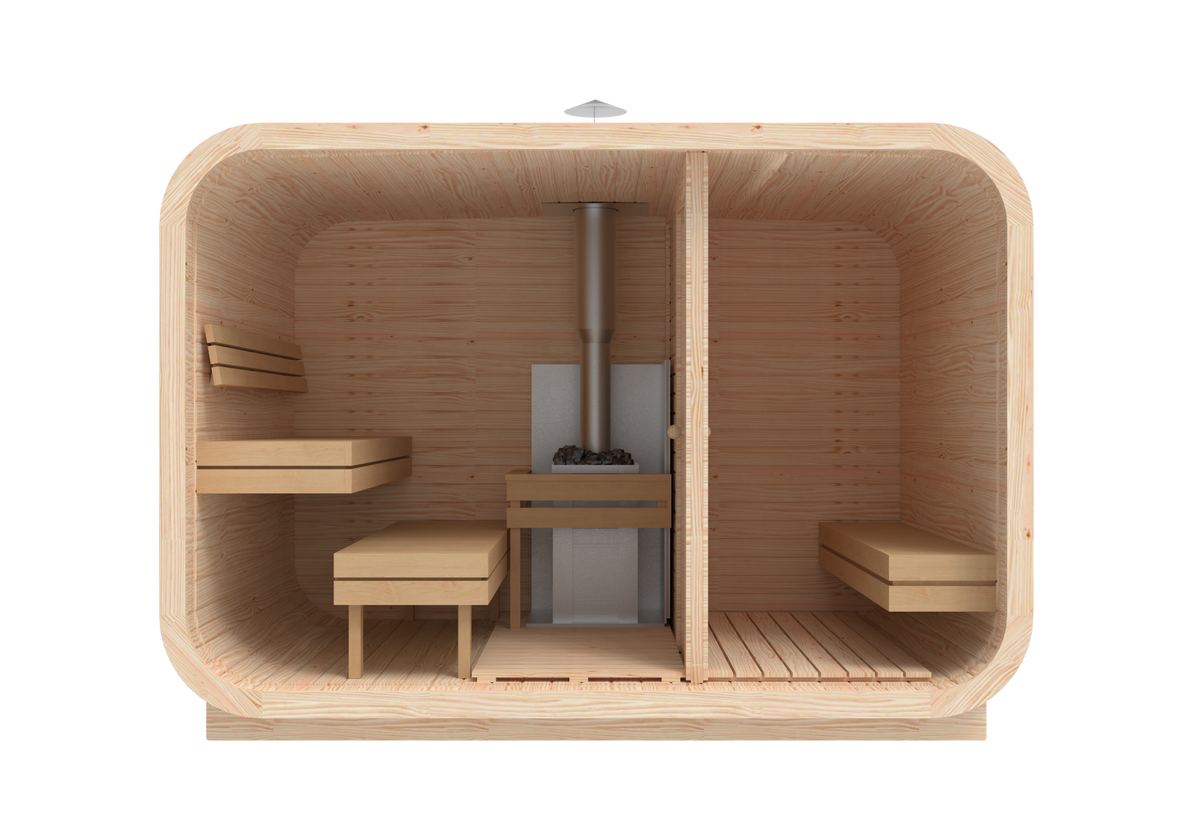 RecoSauna Comfort Square Sauna 3.0 x 2.3 m - Nordic Pine