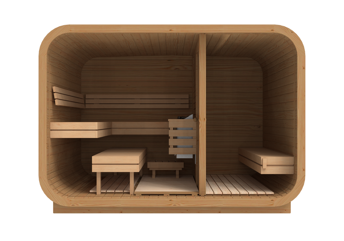 RecoSauna Comfort Square Sauna 3.0 x 2.3 m - Thermowood