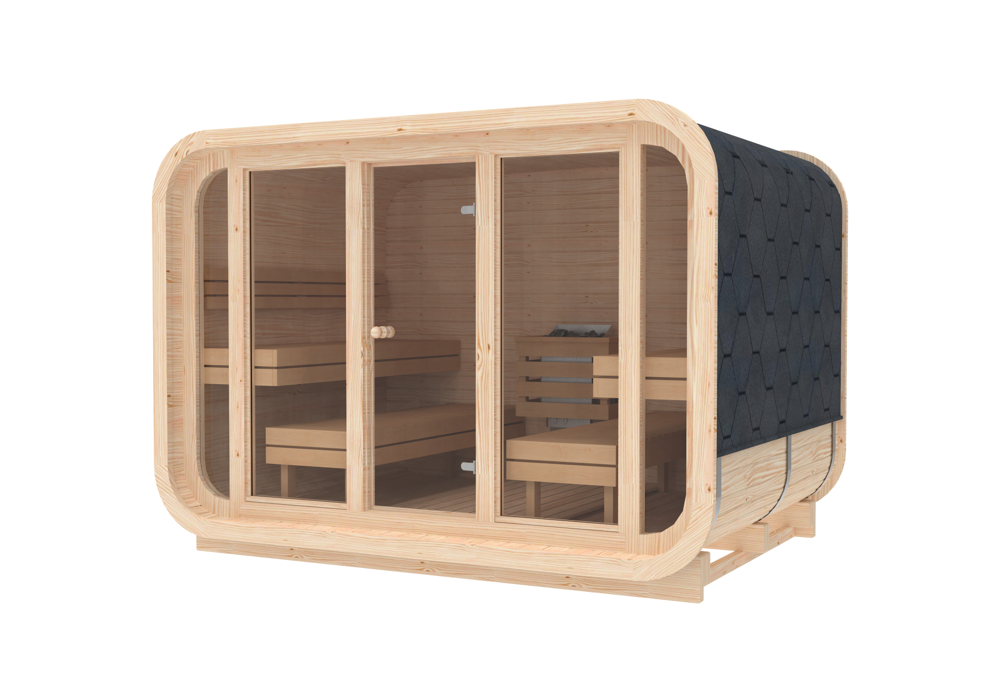 RecoSauna Sisu Square Sauna 3.0 x 2.3 m - Nordic Pine