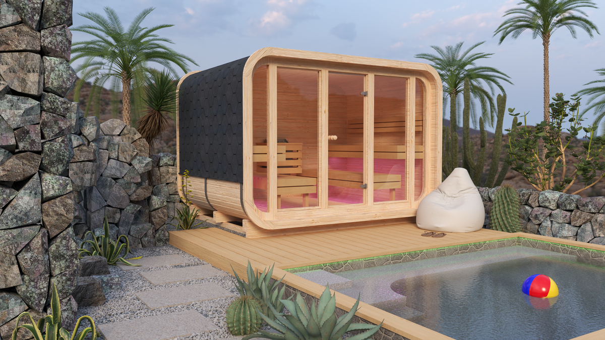 RecoSauna Sisu Square Sauna 3.0 x 2.3 m - Nordic Pine
