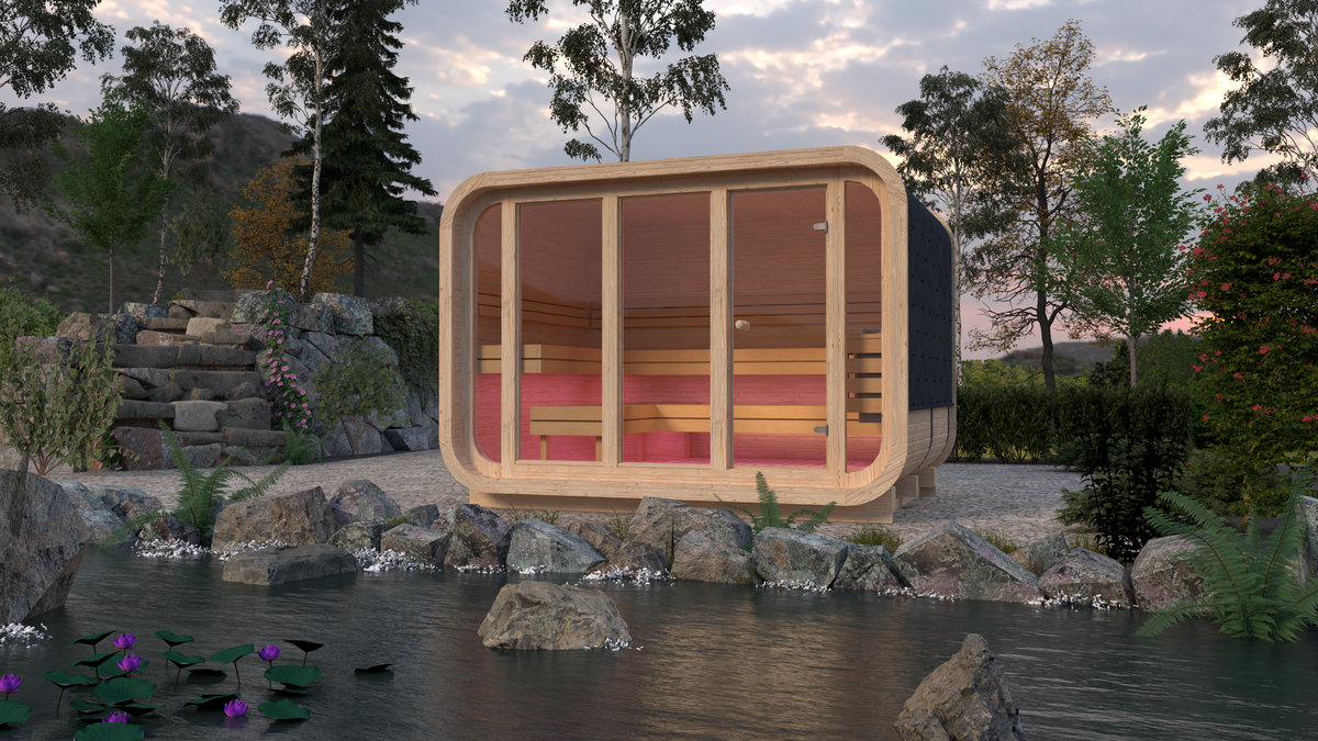 RecoSauna Sisu Square Sauna 3.0 x 2.3 m - Nordic Pine