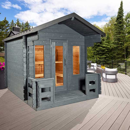 Canadian Timber Georgian Cabin Sauna with Porch - LeisureCraft
