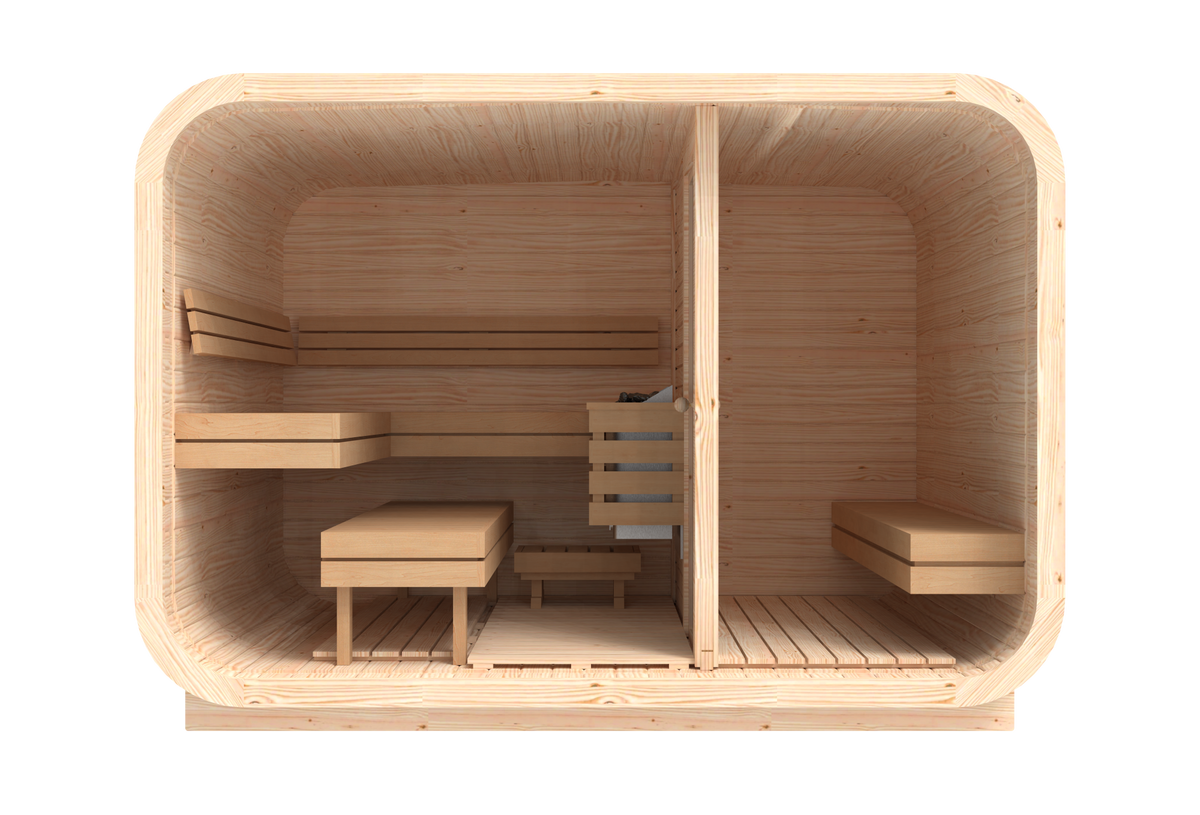 RecoSauna Comfort Square Sauna 3.0 x 2.3 m - Nordic Pine