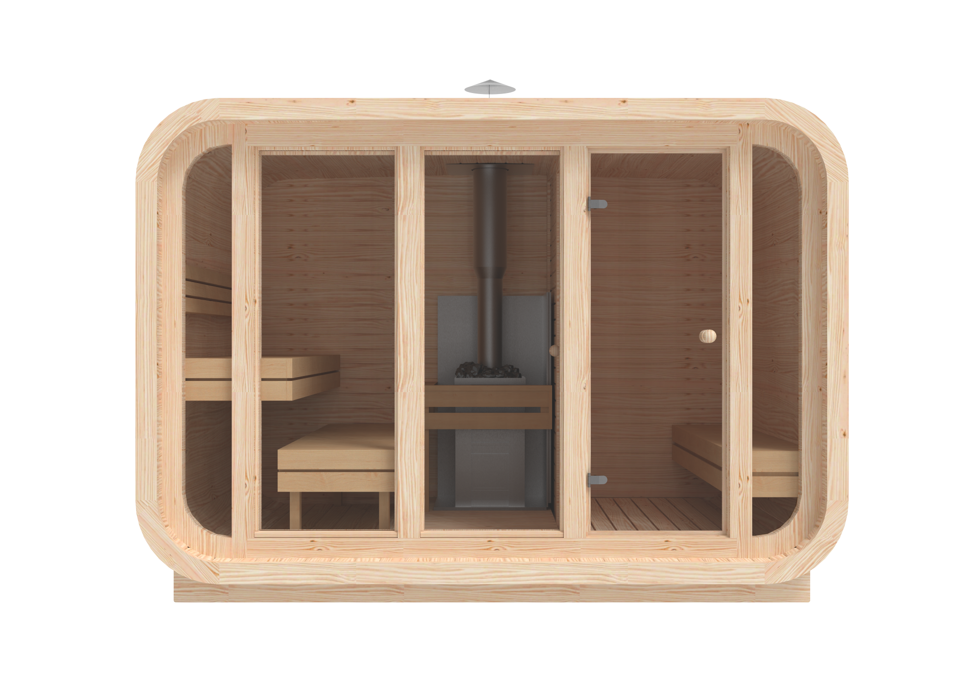 RecoSauna Comfort Square Sauna 3.0 x 2.3 m - Nordic Pine