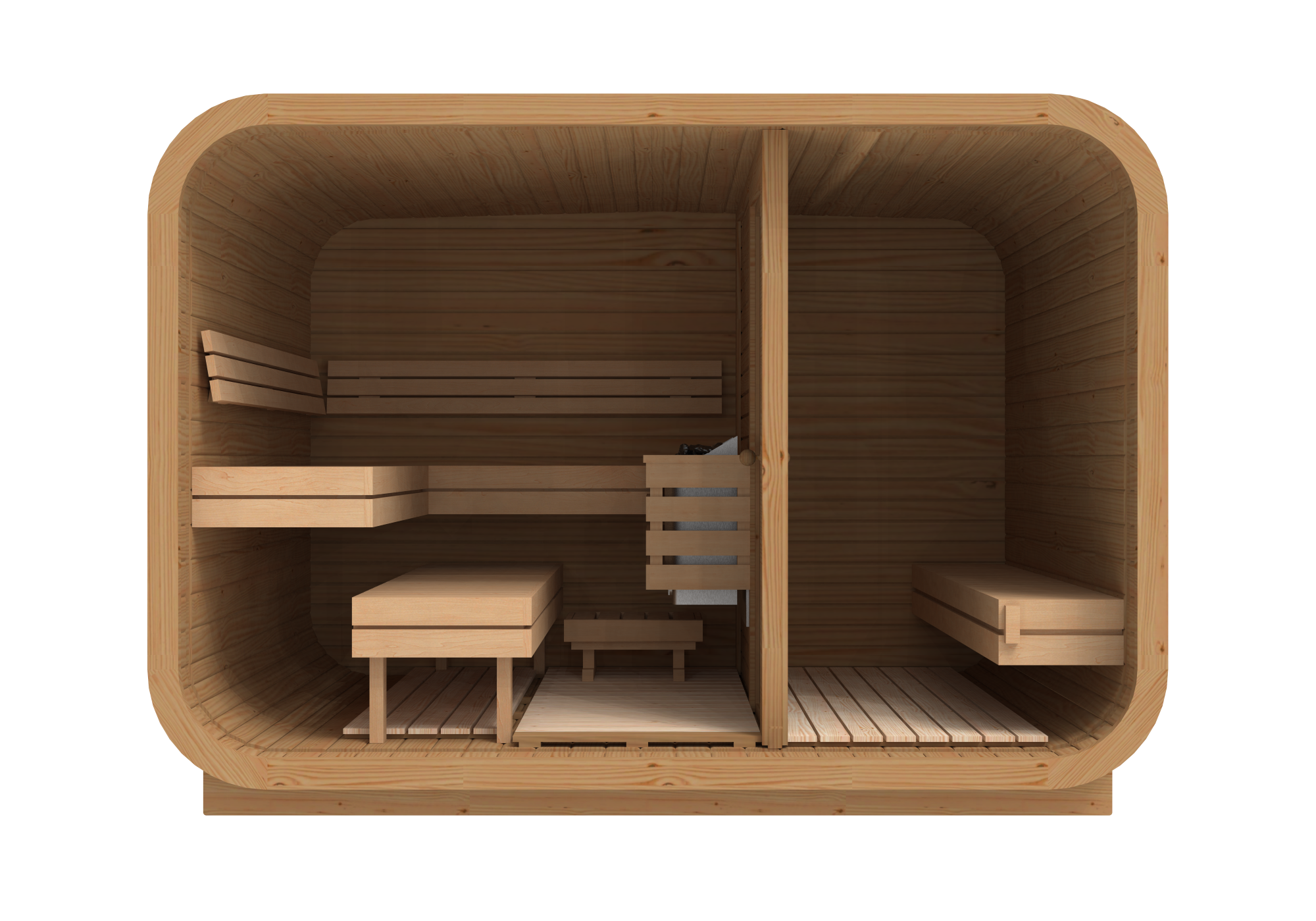 RecoSauna Comfort Square Sauna 3.0 x 2.3 m - Thermowood