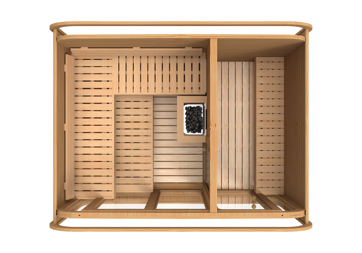 RecoSauna Comfort Square Sauna 3.0 x 2.3 m - Thermowood