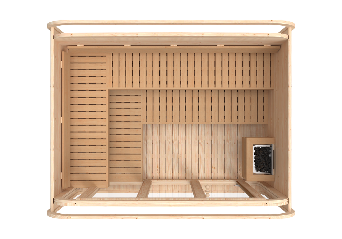 RecoSauna Sisu Square Sauna 3.0 x 2.3 m - Nordic Pine