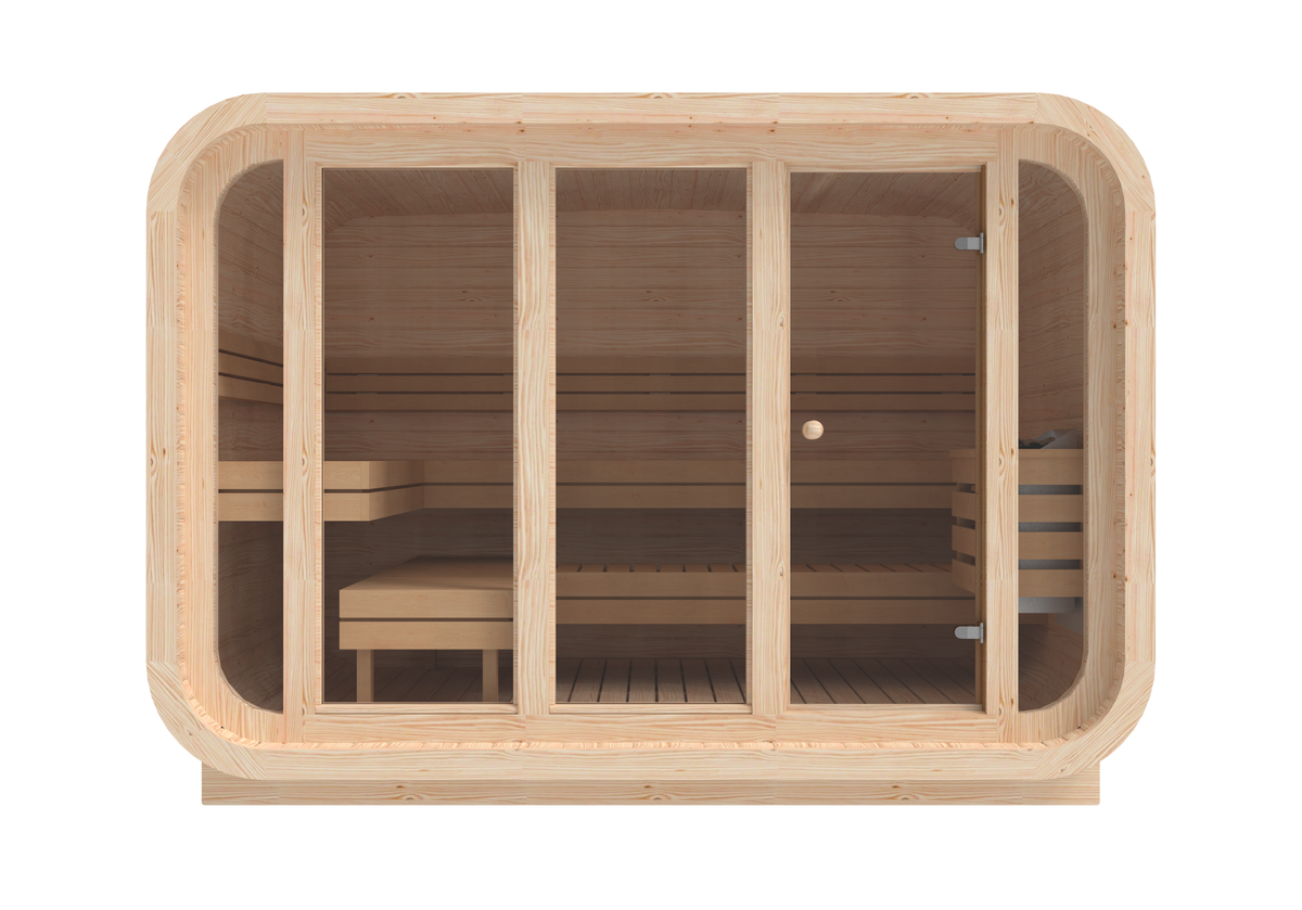RecoSauna Sisu Square Sauna 3.0 x 2.3 m - Nordic Pine