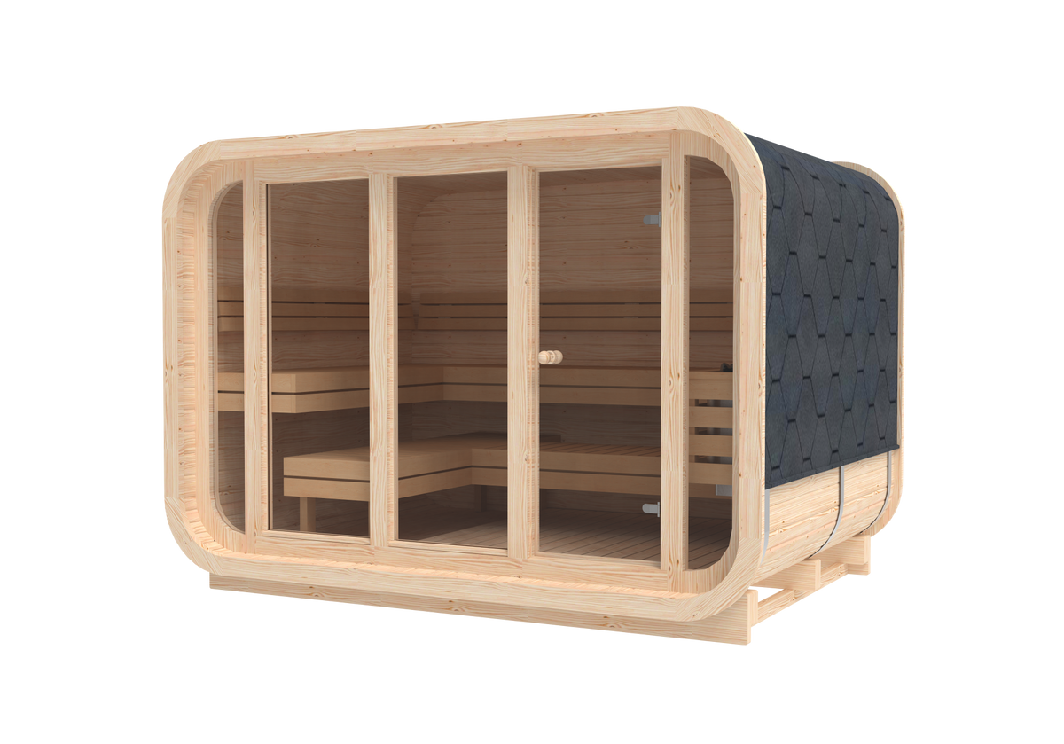 RecoSauna Sisu Square Sauna 3.0 x 2.3 m - Nordic Pine