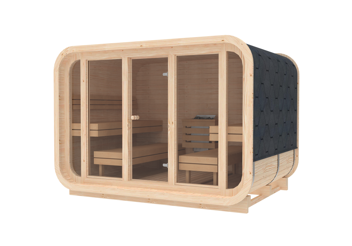 RecoSauna Sisu Square Sauna 3.0 x 2.3 m - Nordic Pine
